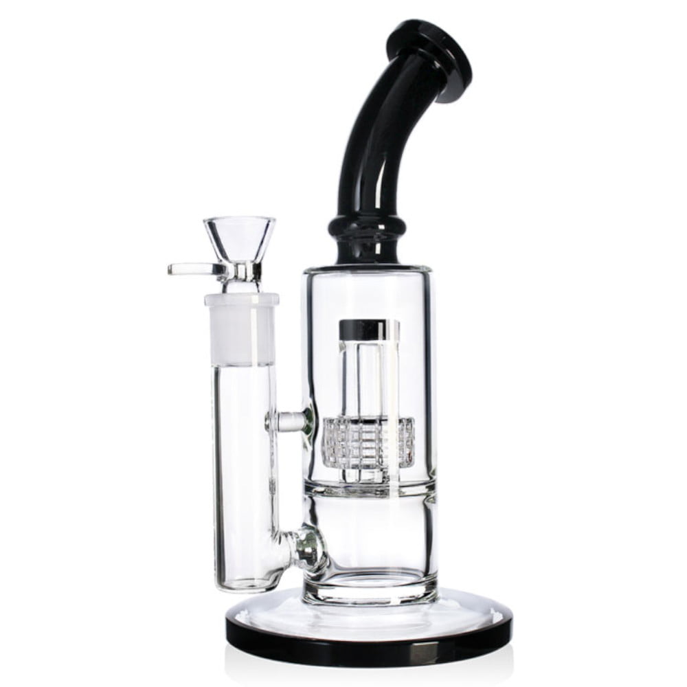 Fat Buddha Glass Bong Black Bent Neck Matrix Bong