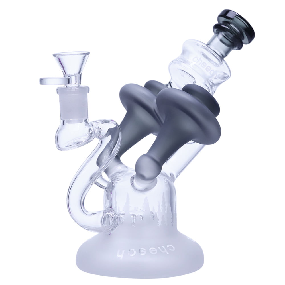 Cheech Glass Bong Black Matte Mushroom Recycler Bong
