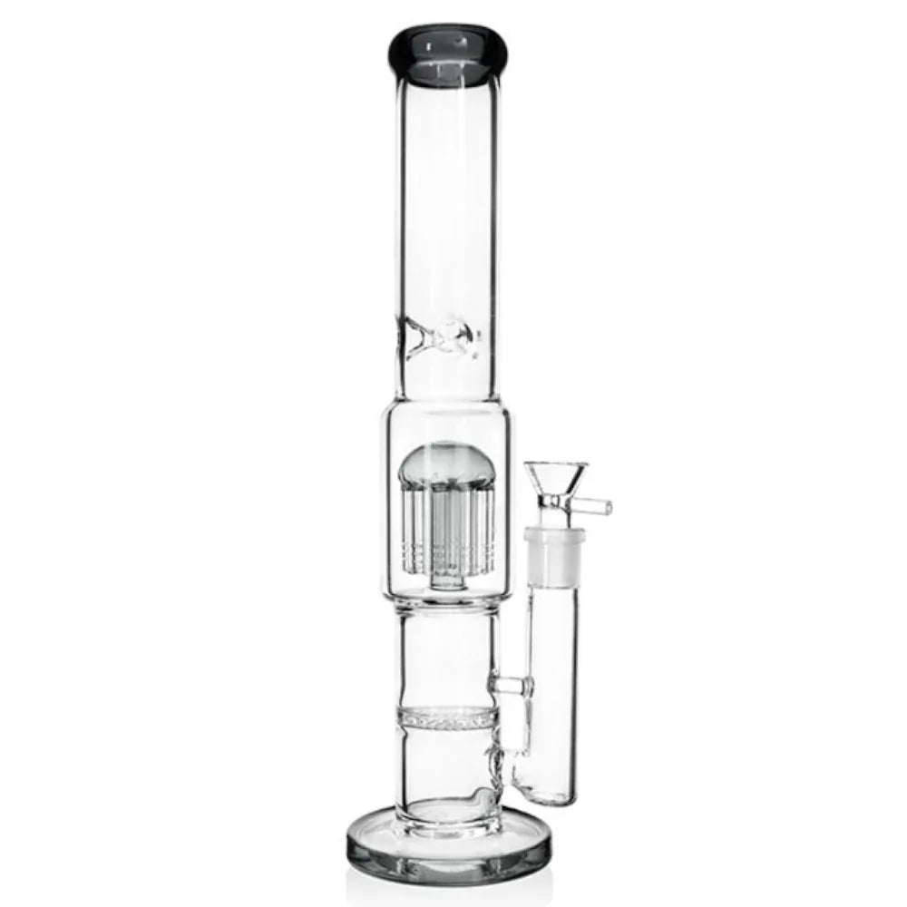 Fat Buddha Glass Bong Black Thick Double Perc Bong