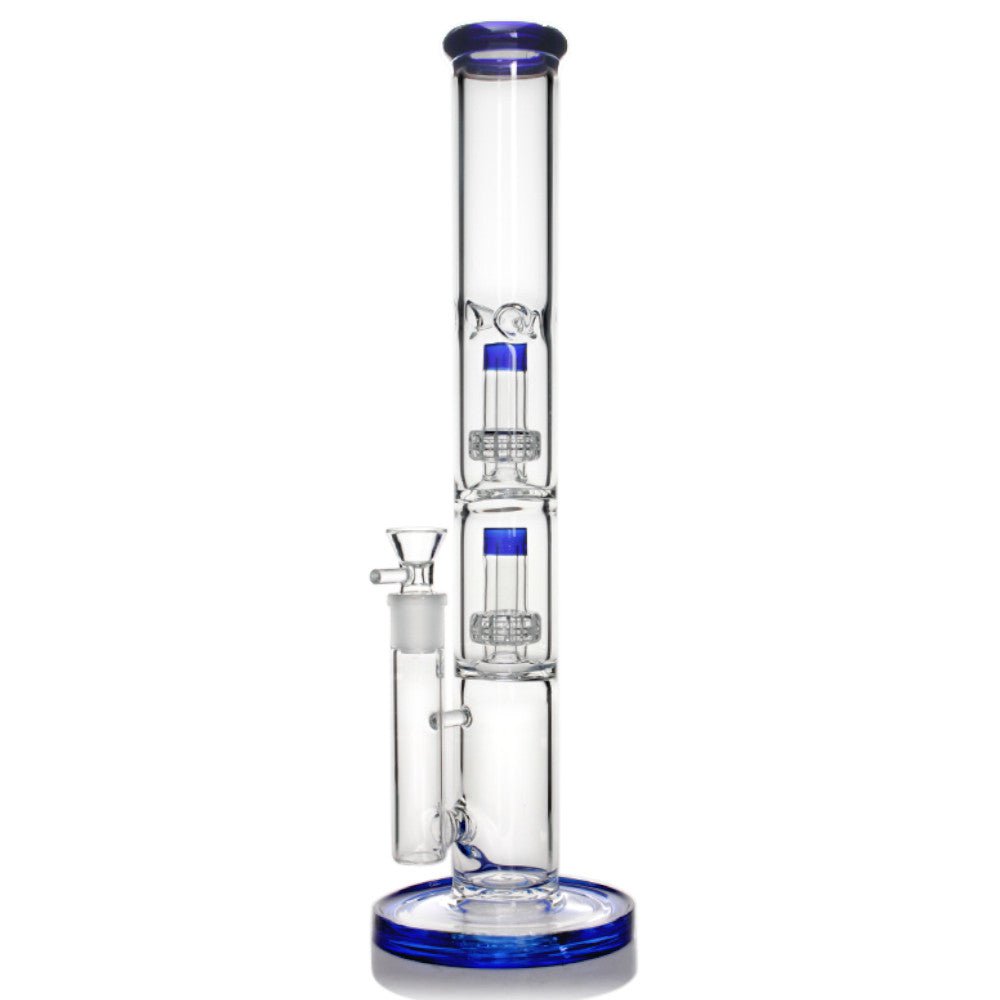 Fat Buddha Glass Bong Blue Double Showerhead Bong