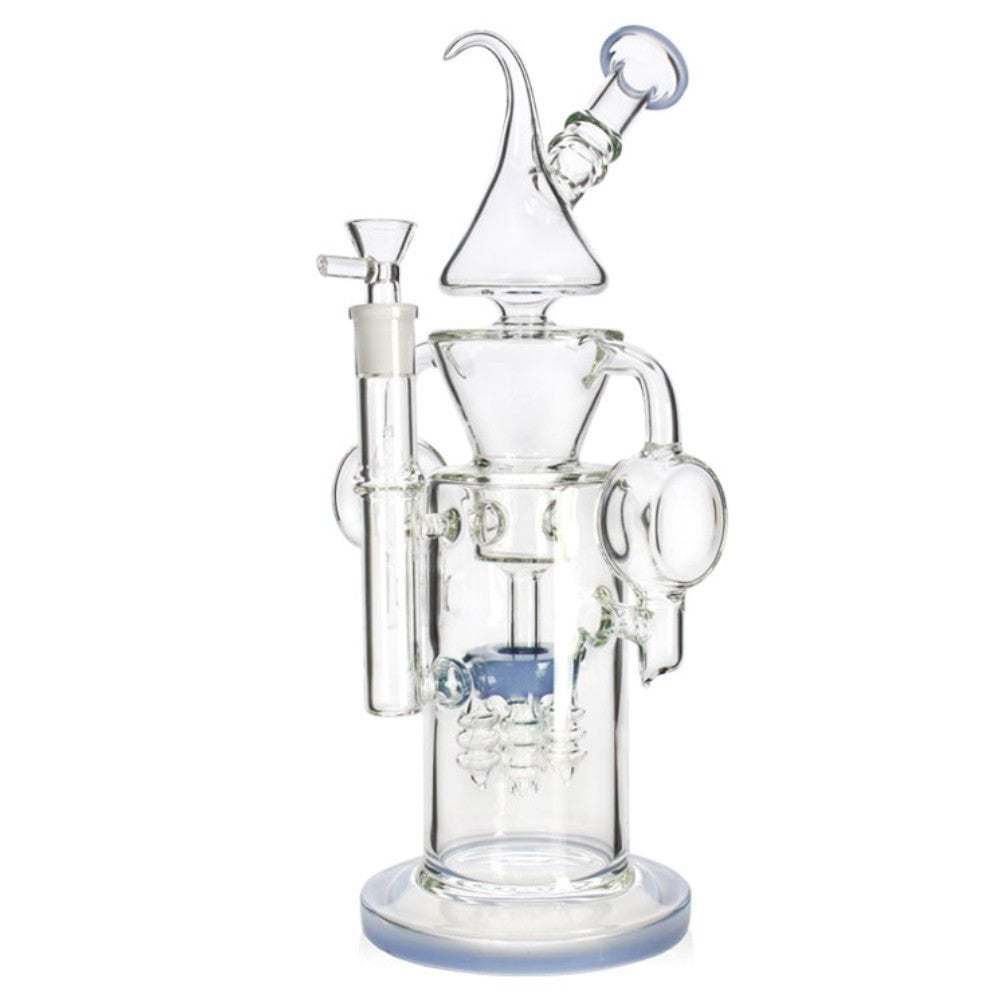 Fat Buddha Glass Bong Blue Headphone Recycler Bong