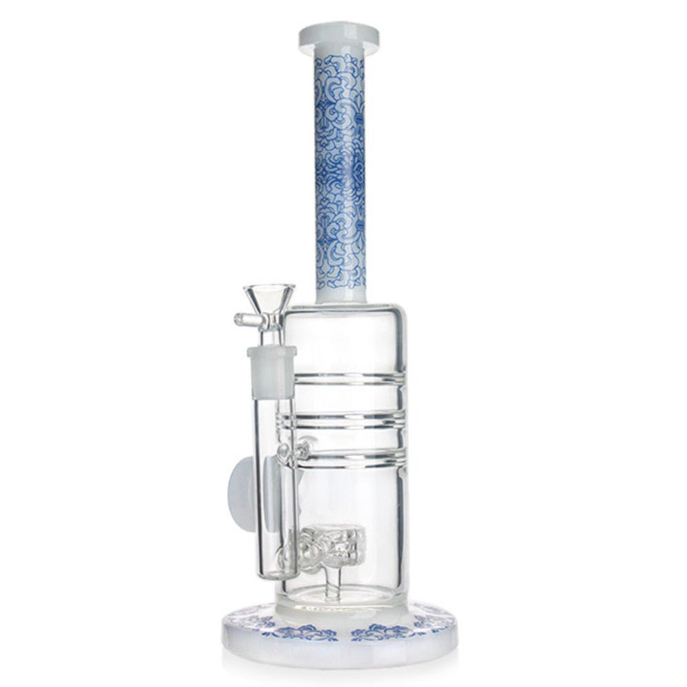 Fat Buddha Glass Bong Blue Mandala Mist Water Pipe