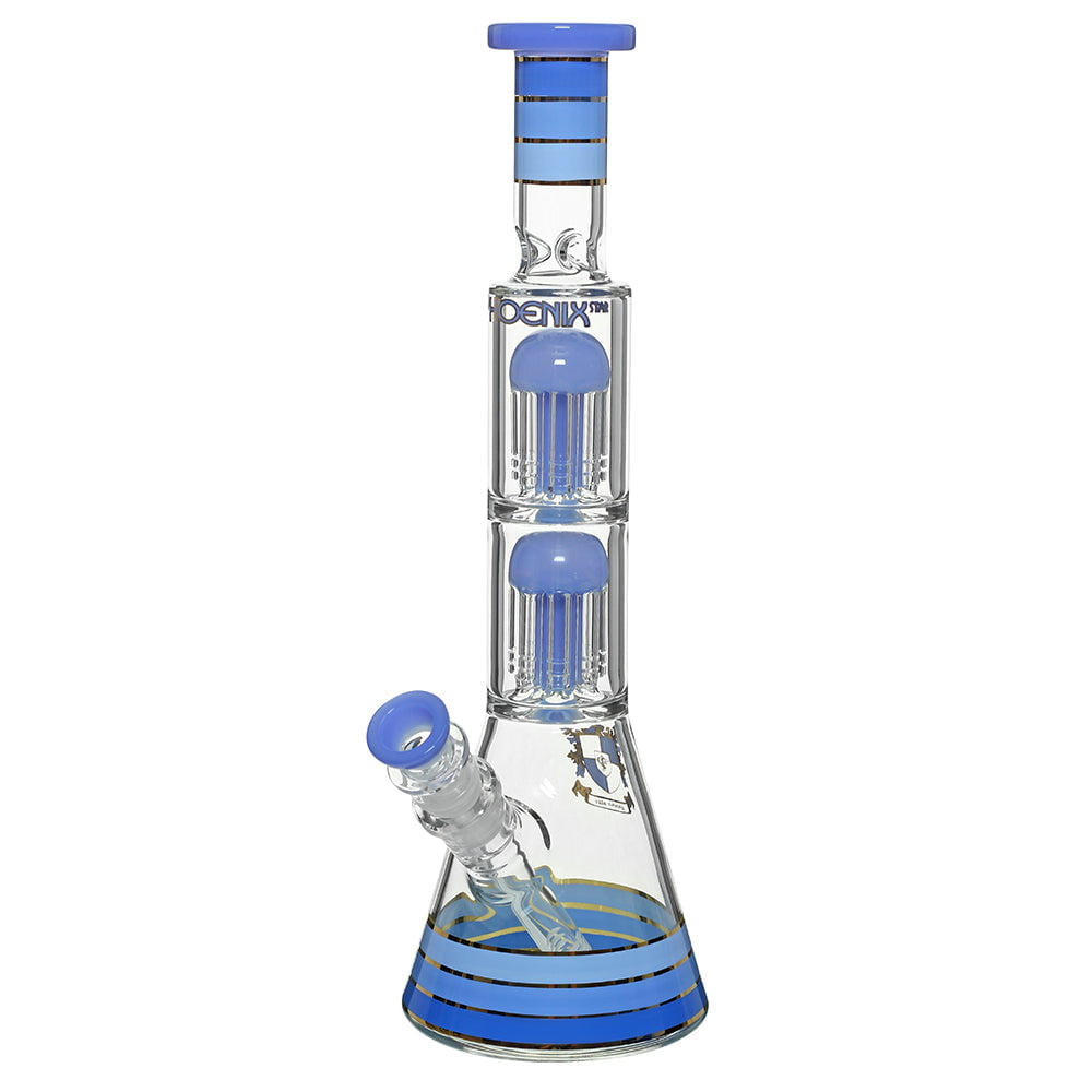 Phoenix Bong Blue Milky 2X Perc Beaker Bong