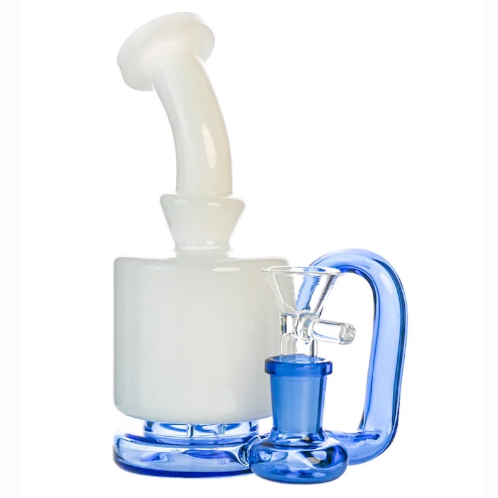 Fat Buddha Glass Bong Blue Mini Recycler Bong