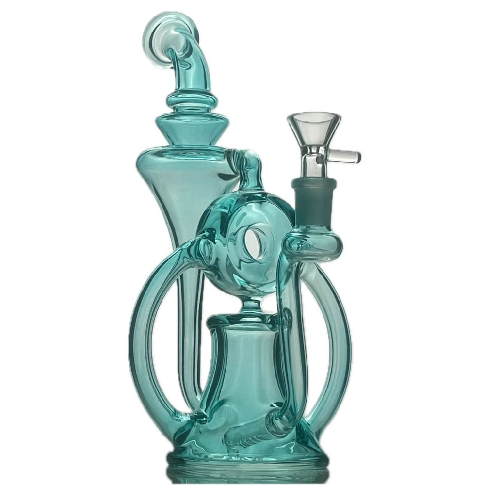 Star Wing Bong Blue Neon Recycler Water Pipe