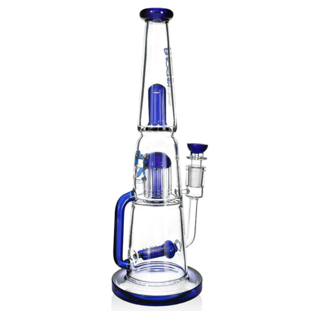 Phoenix Bong Blue Recycler Dual Perc Bong