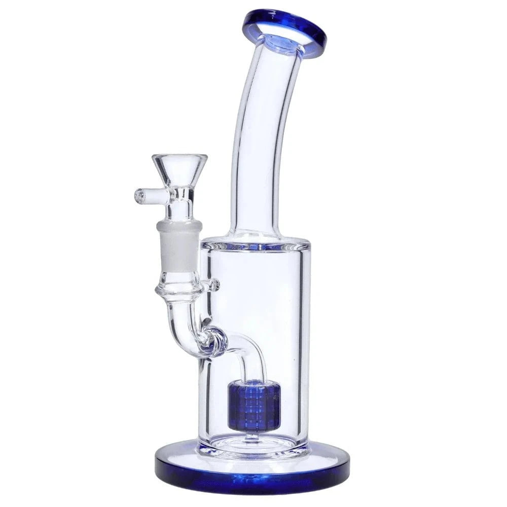 Fat Buddha Glass Bong Blue Showerhead Lean Back Bong