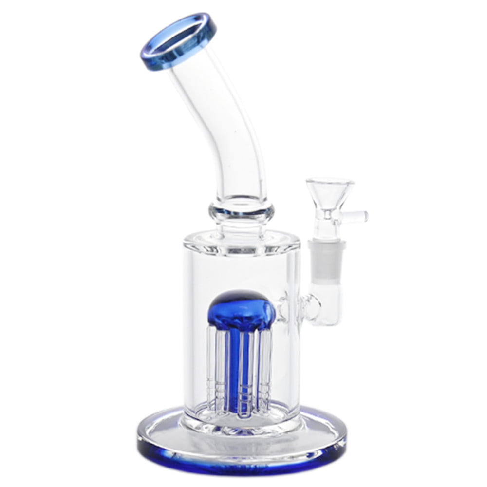 Fat Buddha Glass Bong Blue Tree Perc Lean Back Bong