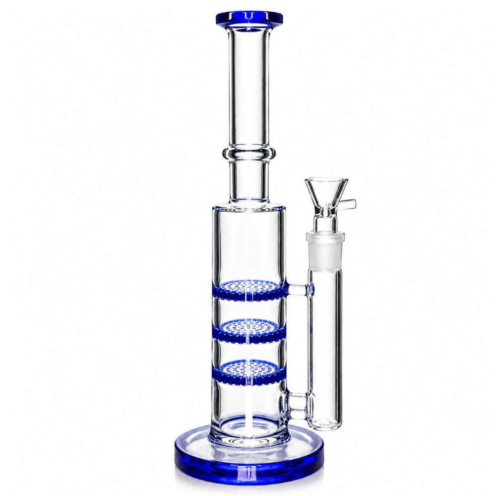 Fat Buddha Glass Bong Blue Triple Disc Glass Bong