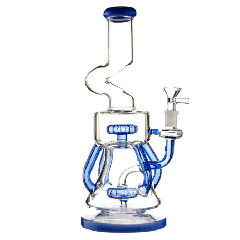 Fat Buddha Glass Bong Blue U Neck Recycler Bong