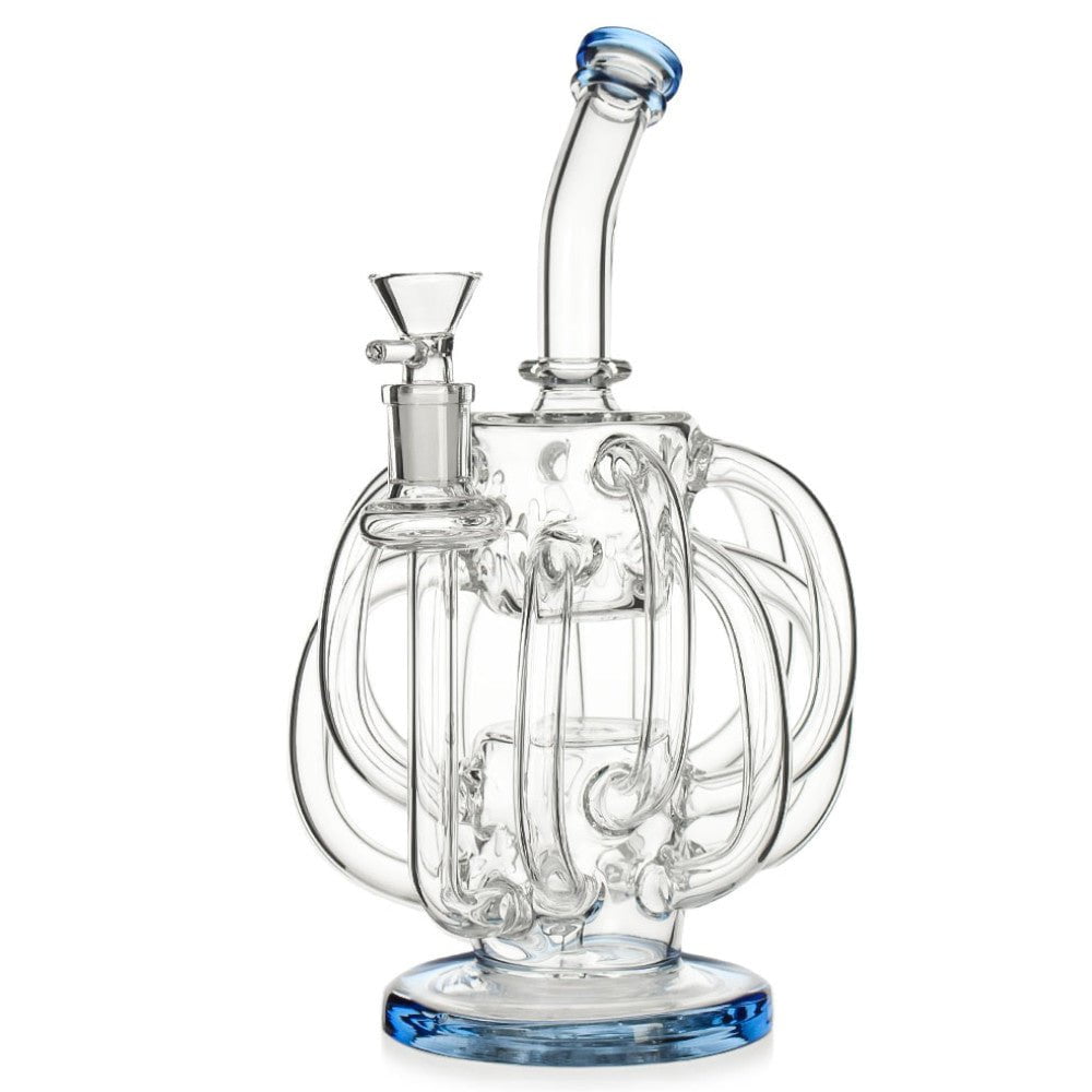 Fat Buddha Glass Bong Blue Ultimate Recycler Bong