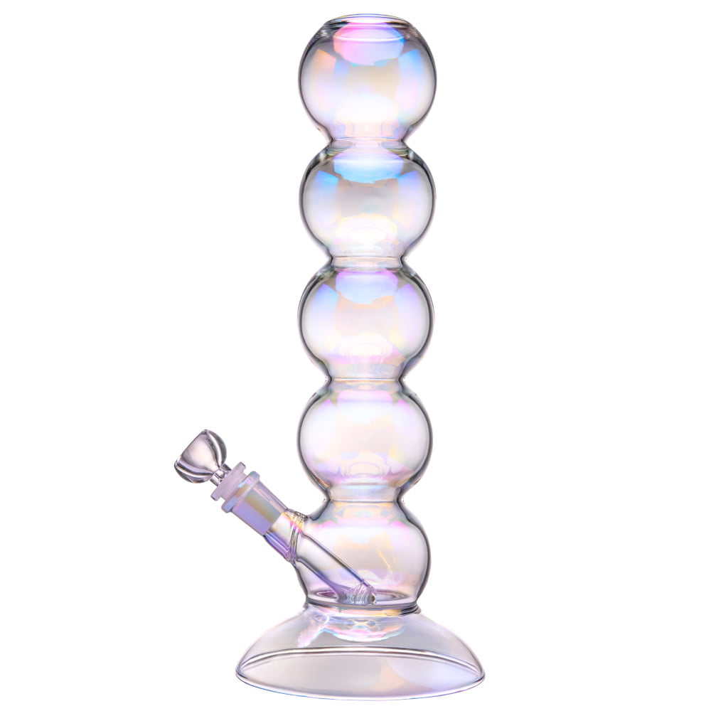 Bubble Bong by BigFun! – 13” Iridescent Glass Bong with 5 Bubble Design