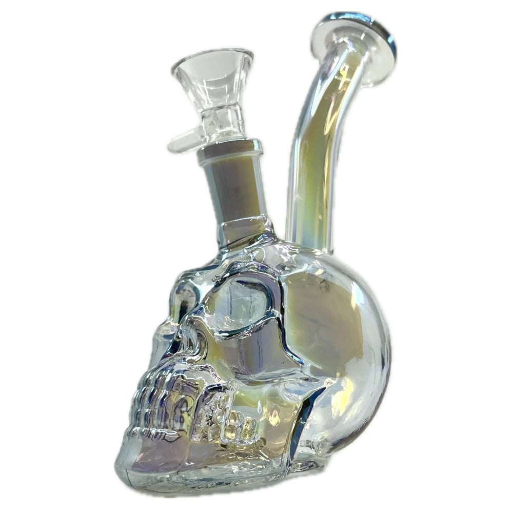 Fat Buddha Glass Bong Clear Iridescent Skull Mini Bong