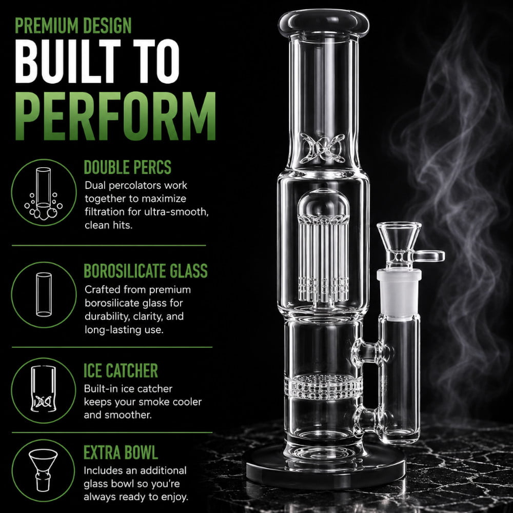 Fat Buddha Glass Bong Double Perc Bong