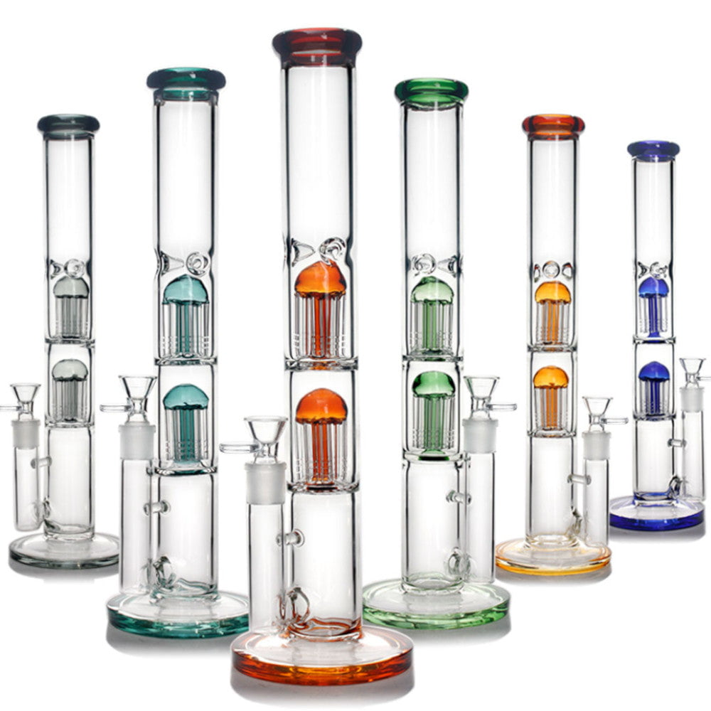 Fat Buddha Glass Bong Double Tree Straight Tube