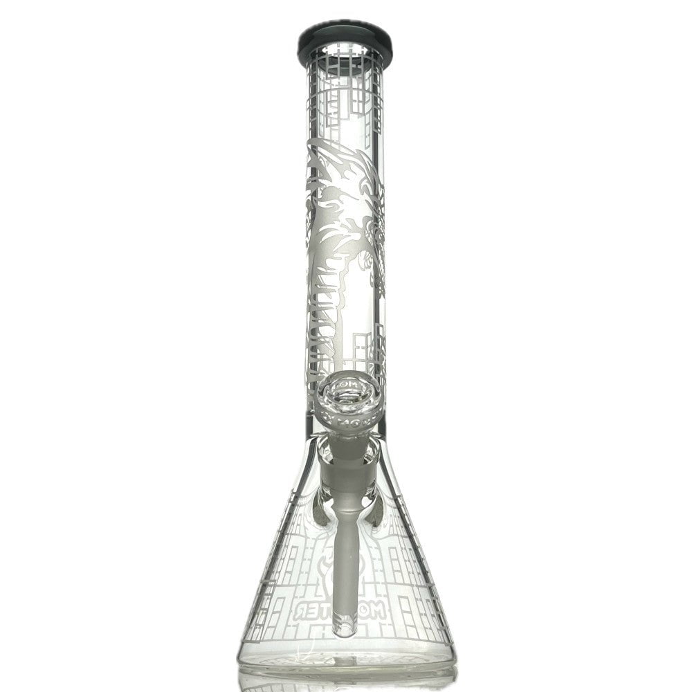 Fat Buddha Glass Bong Etched Dragon Beaker Bong