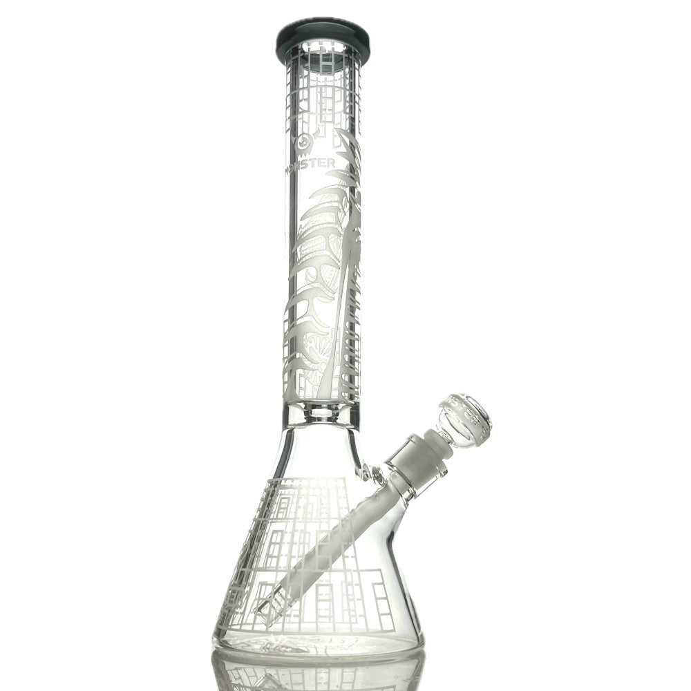 Fat Buddha Glass Bong Etched Dragon Beaker Bong