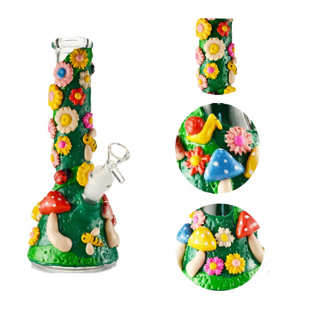 Fat Buddha Glass Bong Flower Hand Painted Bong