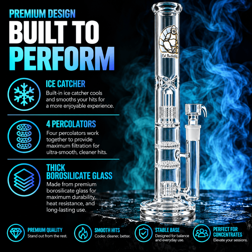 Fat Buddha Glass Bong Glass Bong with 4 percolators