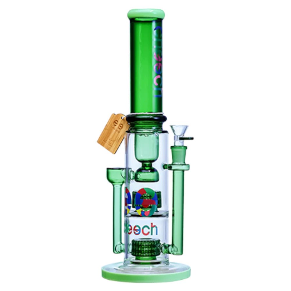 Cheech Glass Bong Green Double Matrix Recycler