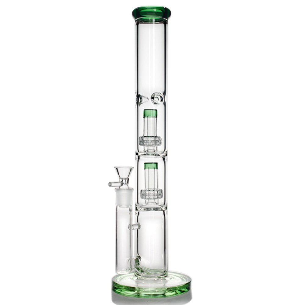 Fat Buddha Glass Bong Green Double Showerhead Bong