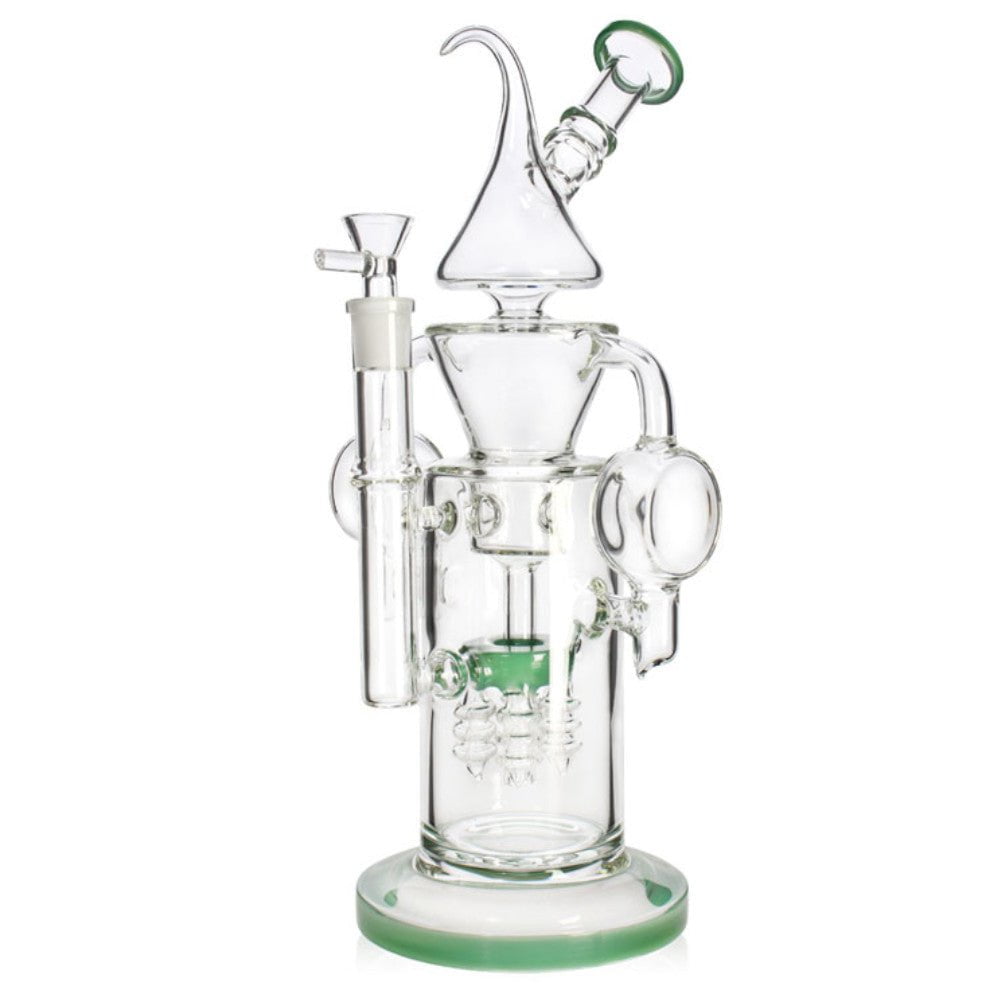 Fat Buddha Glass Bong Green Headphone Recycler Bong