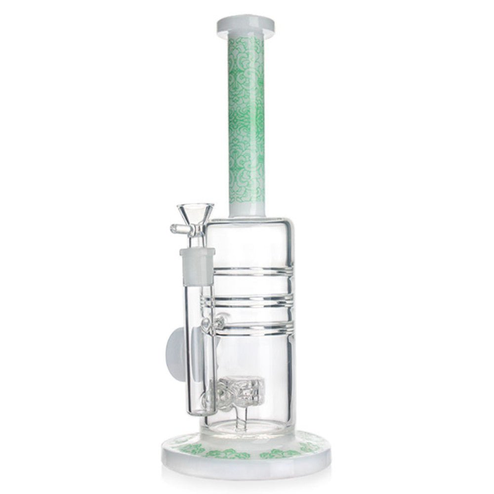 Fat Buddha Glass Bong Green Mandala Mist Water Pipe