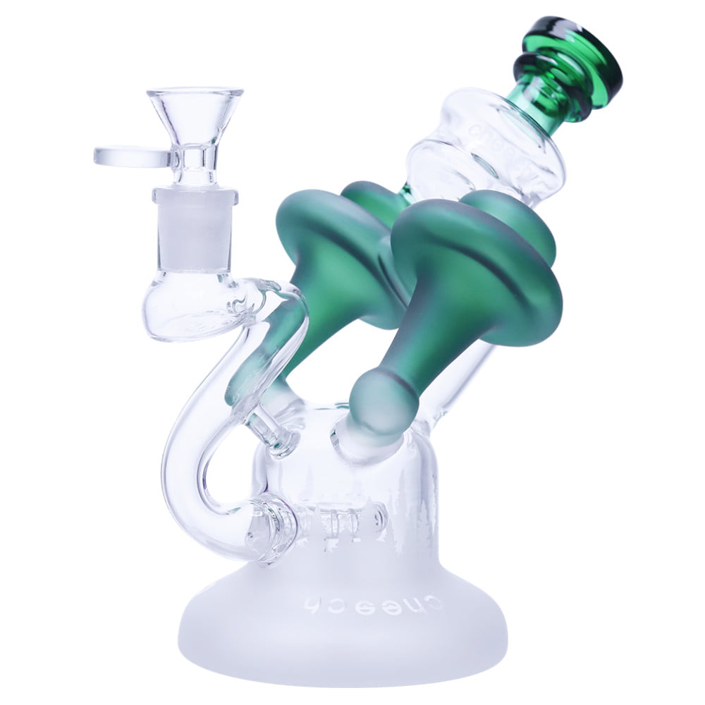 Cheech Glass Bong Green Matte Mushroom Recycler Bong