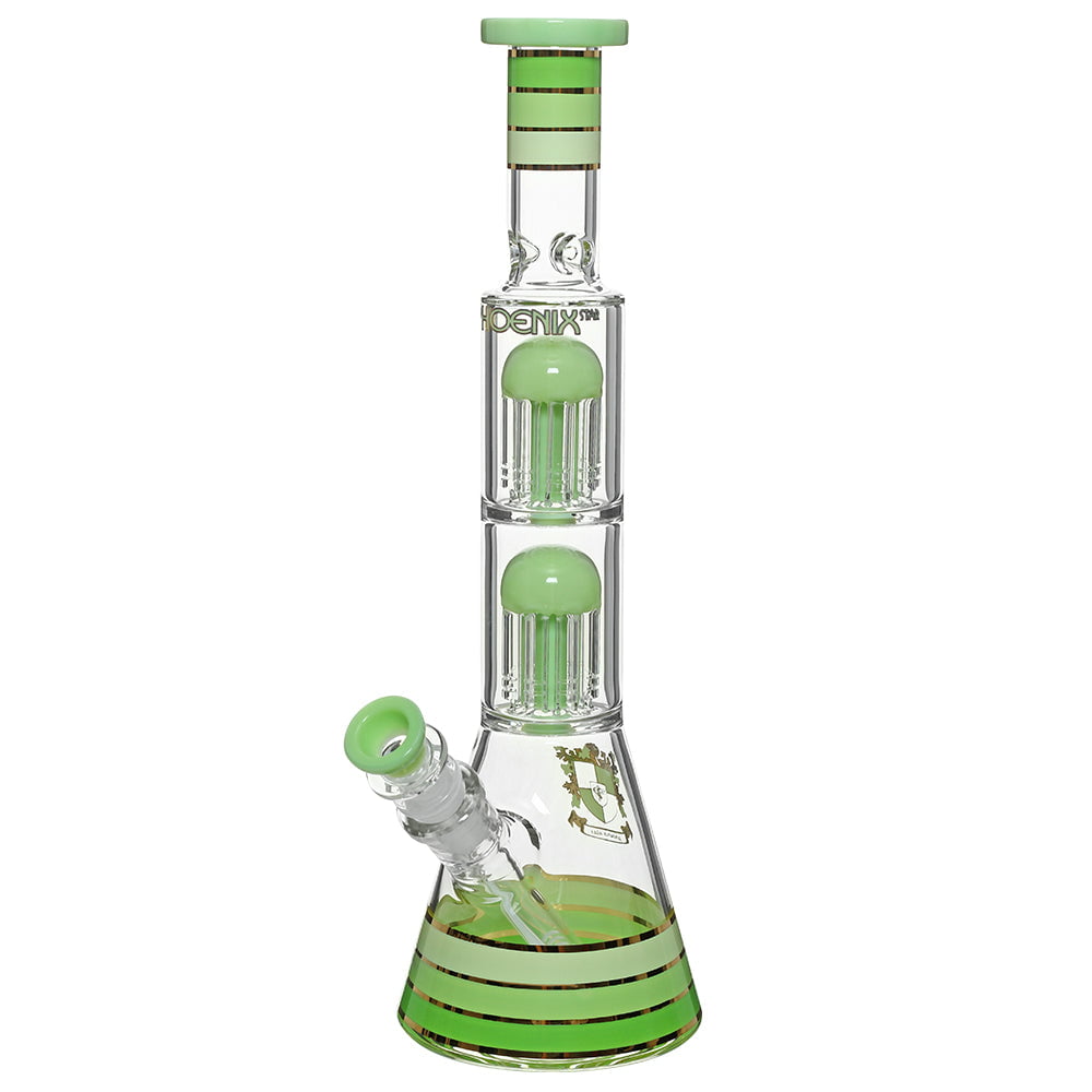 Phoenix Bong Green Milky 2X Perc Beaker Bong