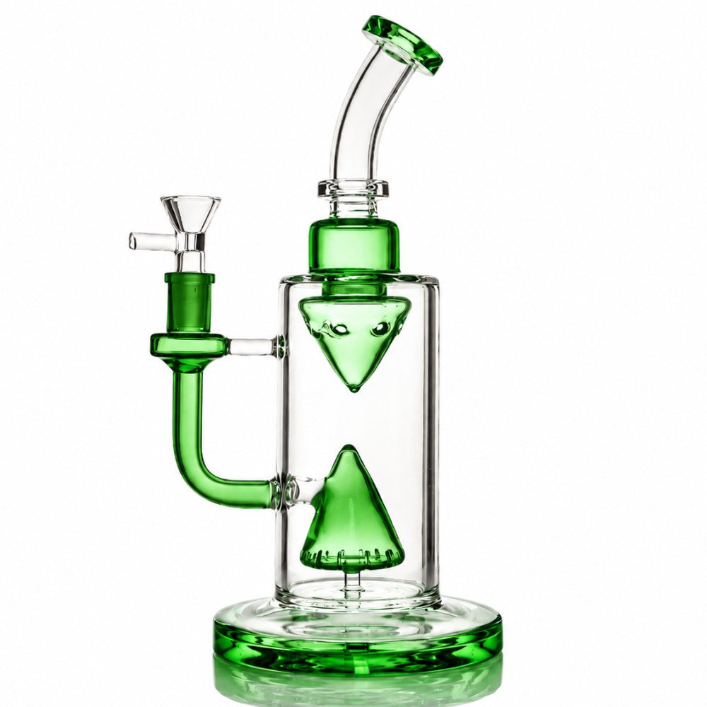 Fat Buddha Glass Bong Green Pyramid Perc Water Pipe