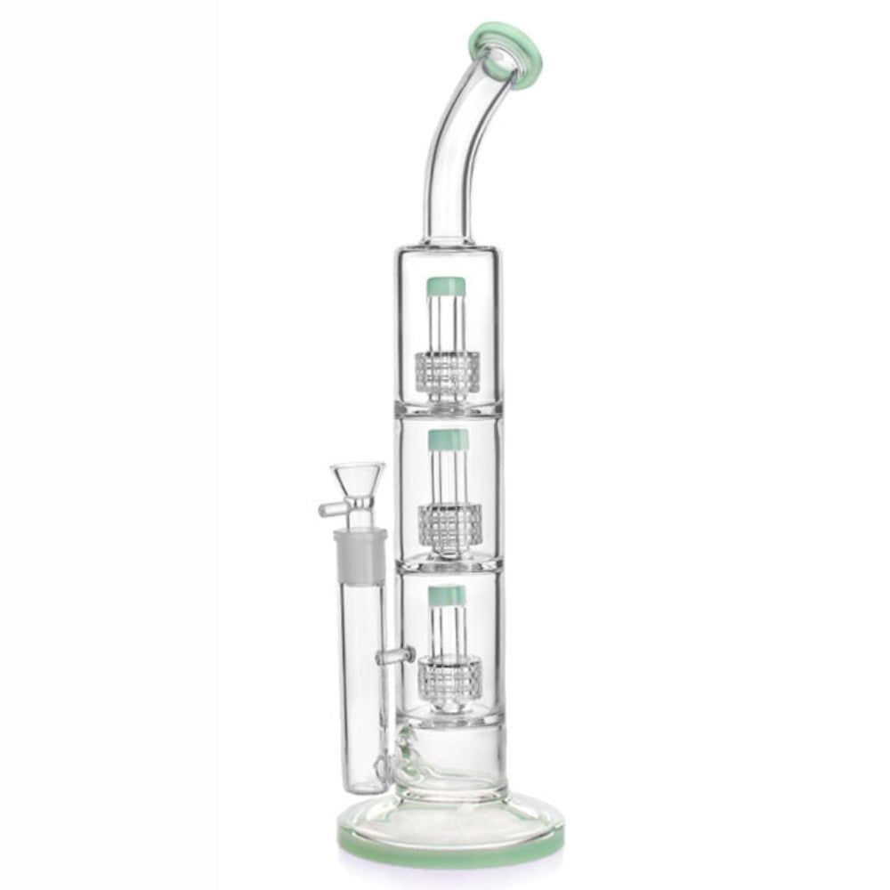 Fat Buddha Glass Bong Green Triple Stack Matrix Bong