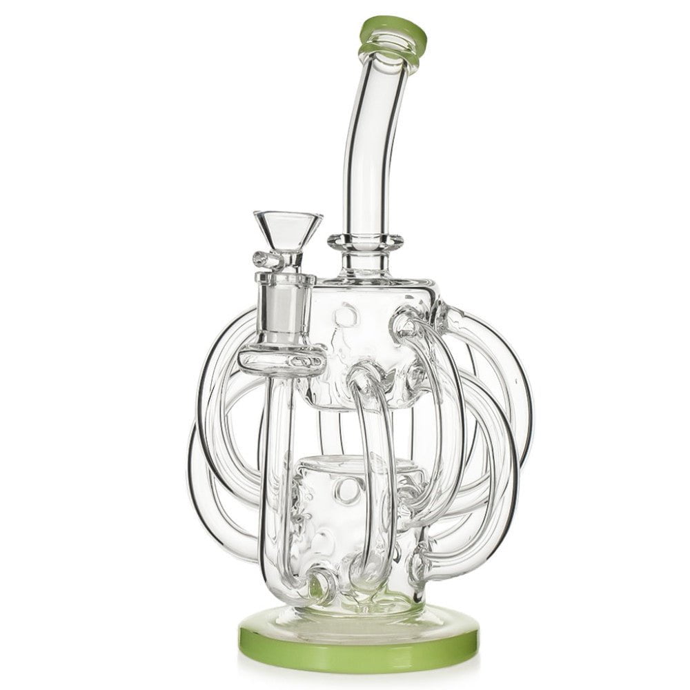 Fat Buddha Glass Bong Green Ultimate Recycler Bong
