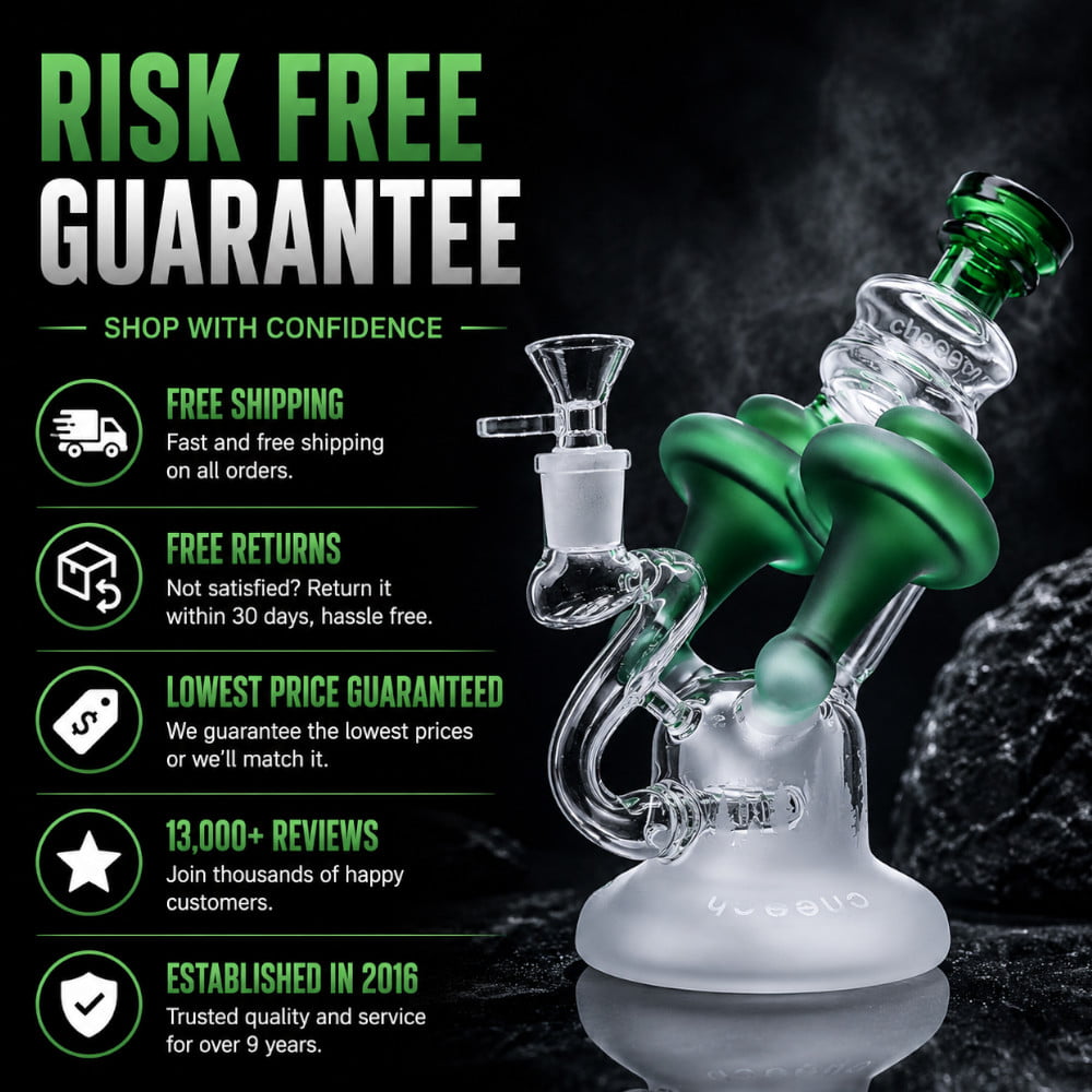 Cheech Glass Bong Matte Mushroom Recycler Bong