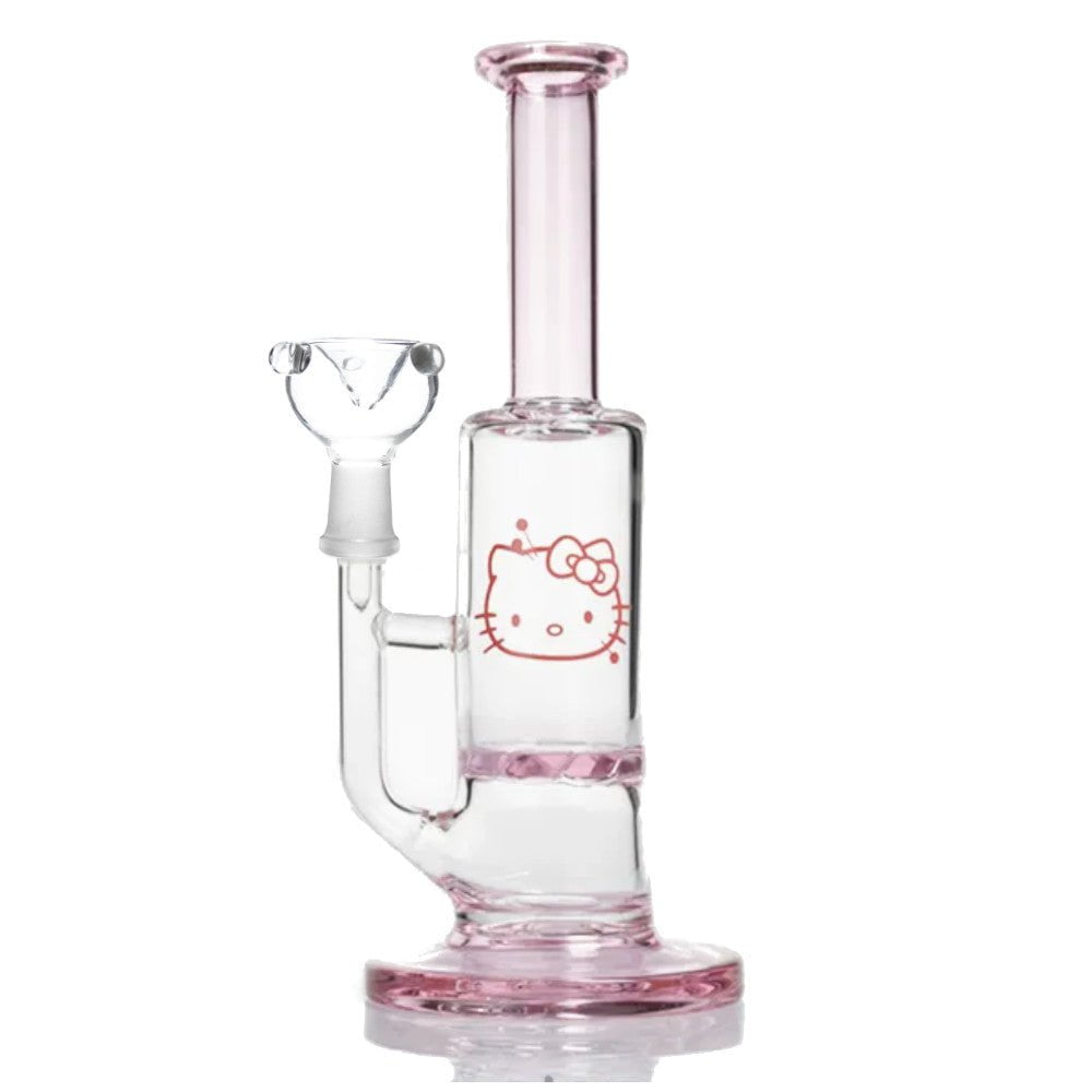 Fat Buddha Glass Bong Mini Perc Pink Kitty Bong