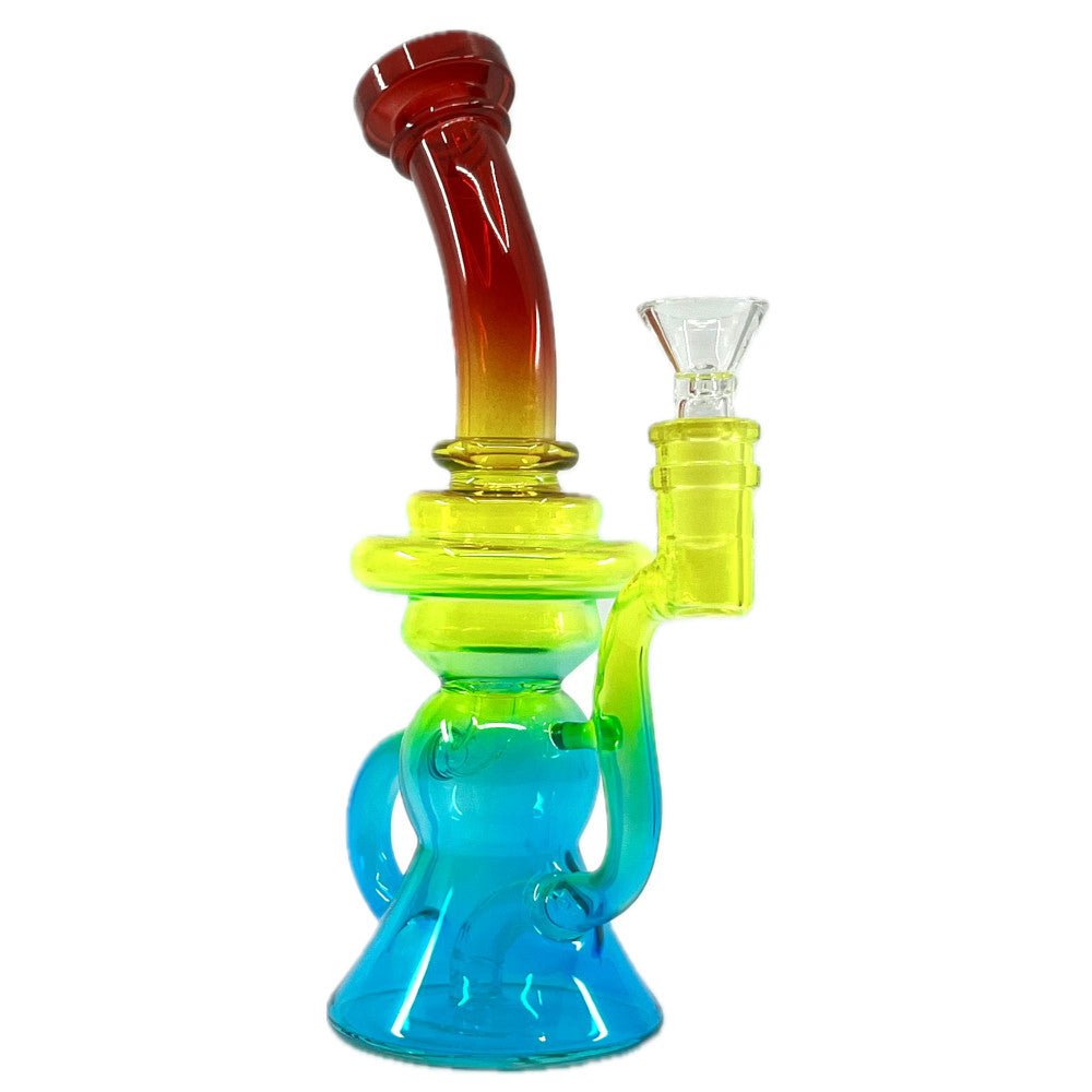 Fat Buddha Glass Bong Neon Recycler Bong