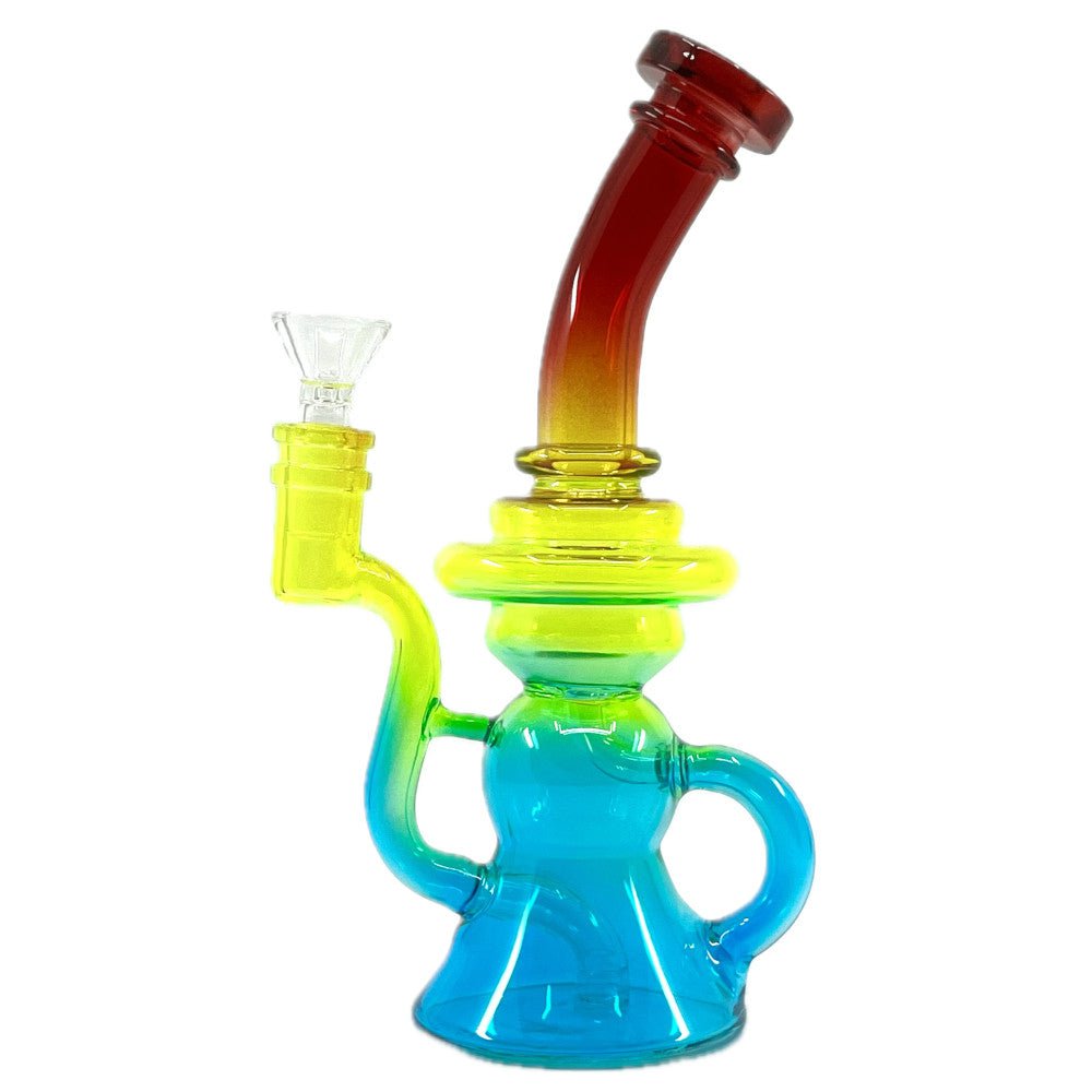 Fat Buddha Glass Bong Neon Recycler Bong