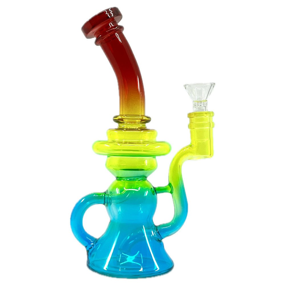 Fat Buddha Glass Bong Neon Recycler Bong