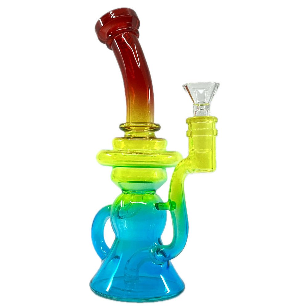 Fat Buddha Glass Bong Neon Recycler Bong