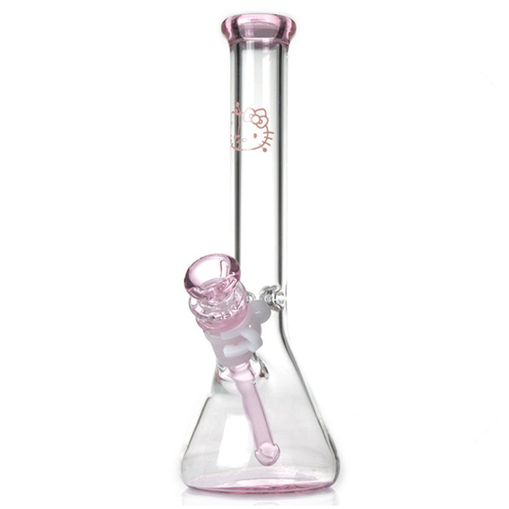 Fat Buddha Glass Bong Pink Kitty Beaker Bong