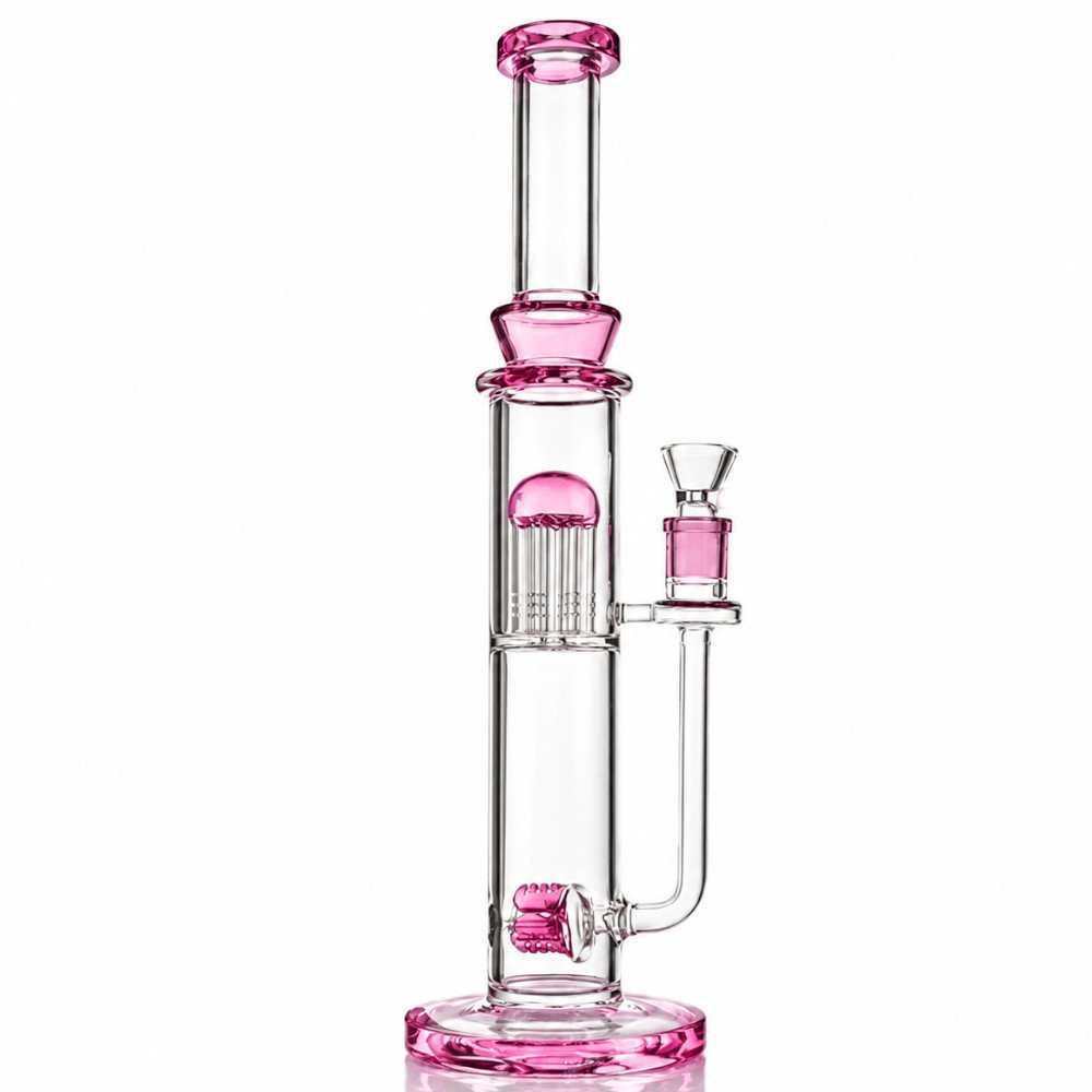 Fat Buddha Glass Bong Pink Matrix Inline Bong