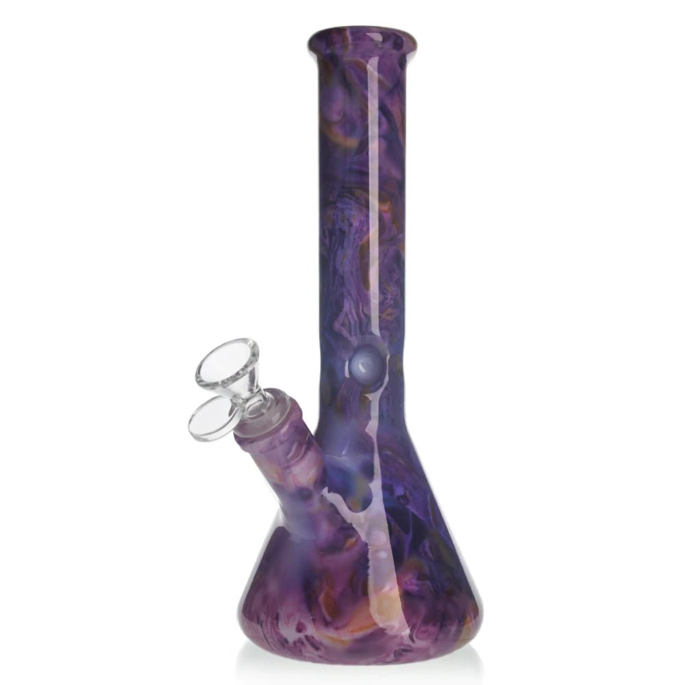 Fat Buddha Glass Bong Purple Cosmic Swirl Beaker Bong