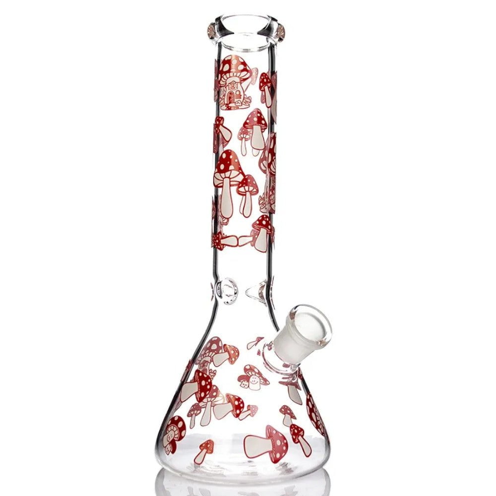 Fat Buddha Glass Bong Red Glow in the Dark Mushroom Bong