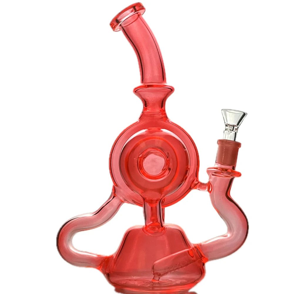 Star Wing Bong Red Neon Turbine Recycler Bong