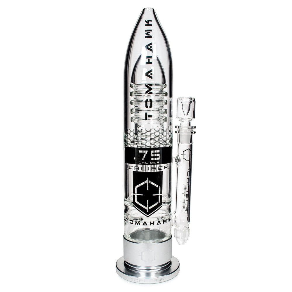 US Caliber Bong Silver 75 Caliber Tomahawk Glass Bong