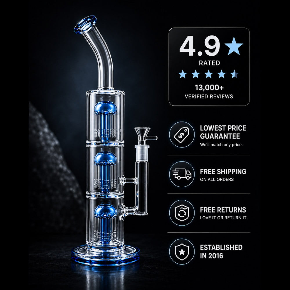 Fat Buddha Glass Bong Triple Tree Perc Bong