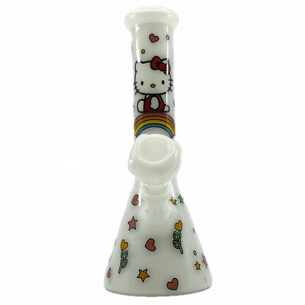 Fat Buddha Glass Bong White Hello Kitty Bong