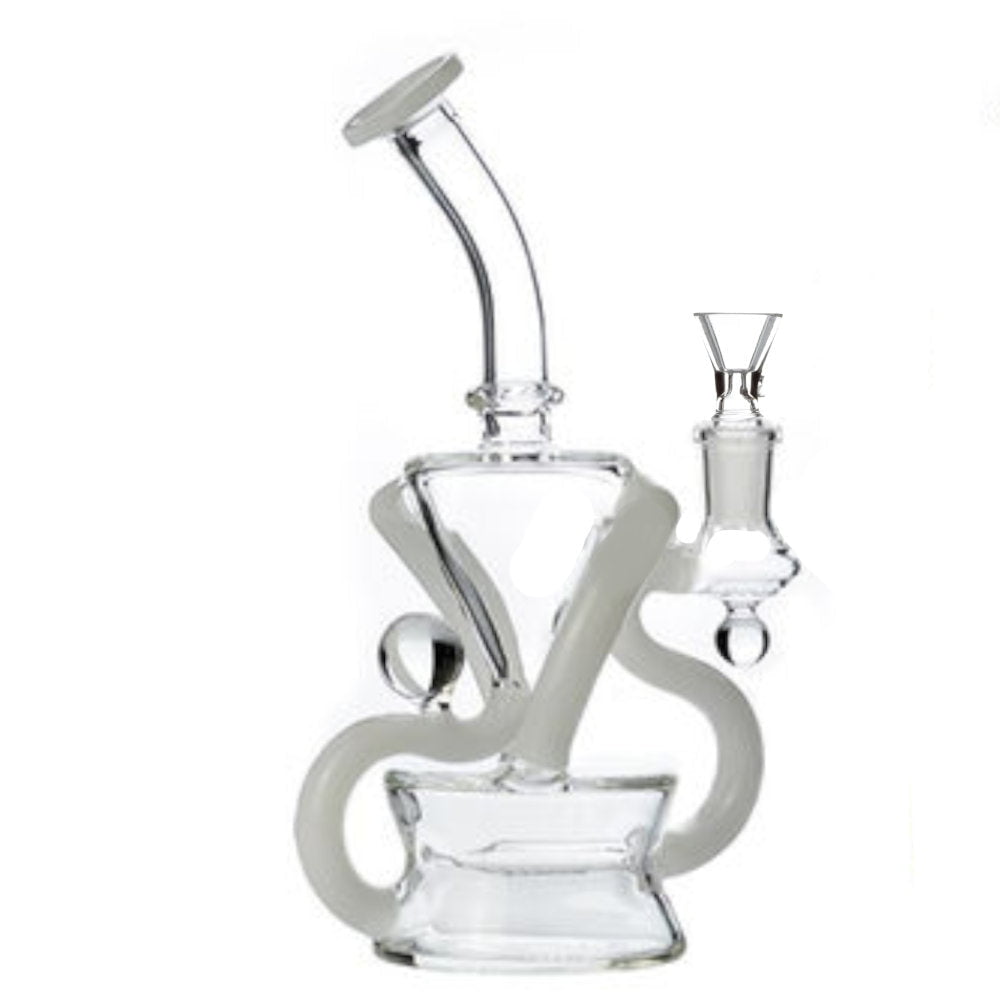 Fat Buddha Glass Bong White Mini Recycler Bong