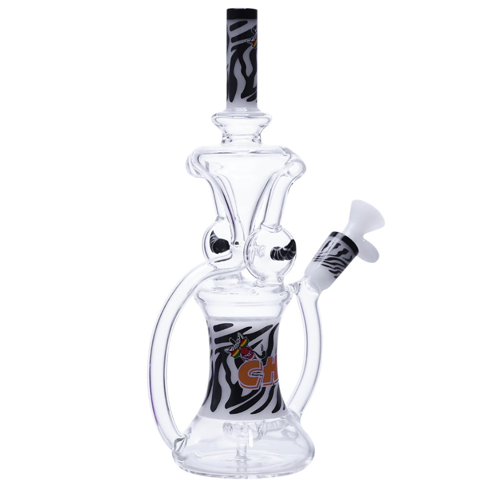 Cheech Glass Bong Zebra Recycler Bong