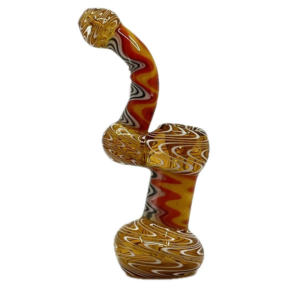 Fat Buddha Glass Bubbler Amber Wig Wag Bubbler Pipe