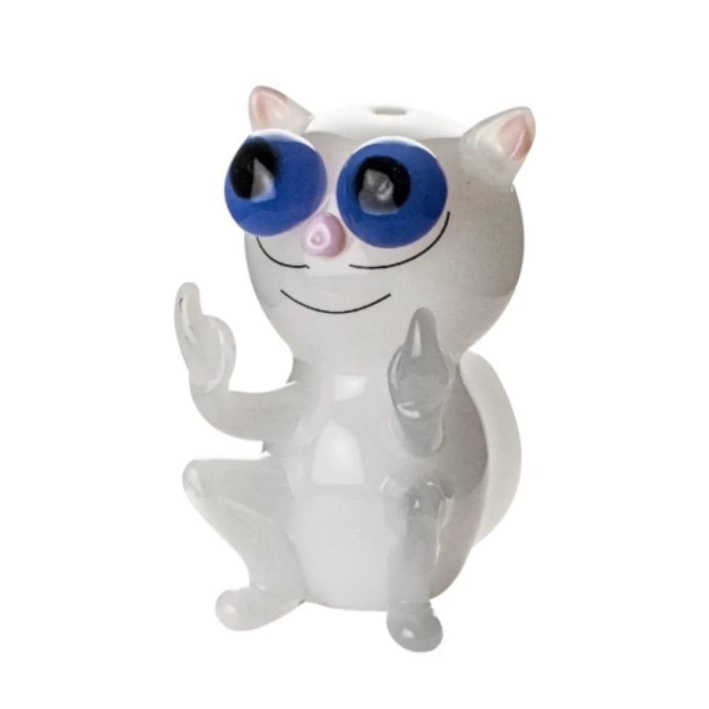 Cheech Glass Pipe Black and White Cat Pipe